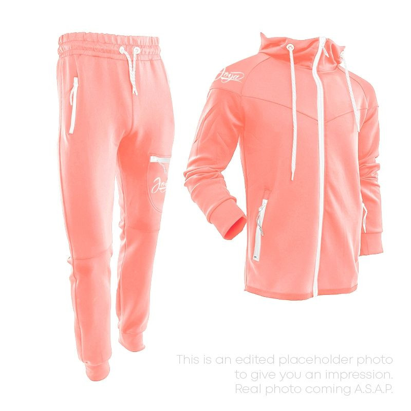 peach track suit